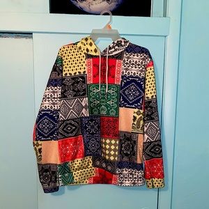 Bandana Tribal Print Casual Kangaroo Pocket Hoodie